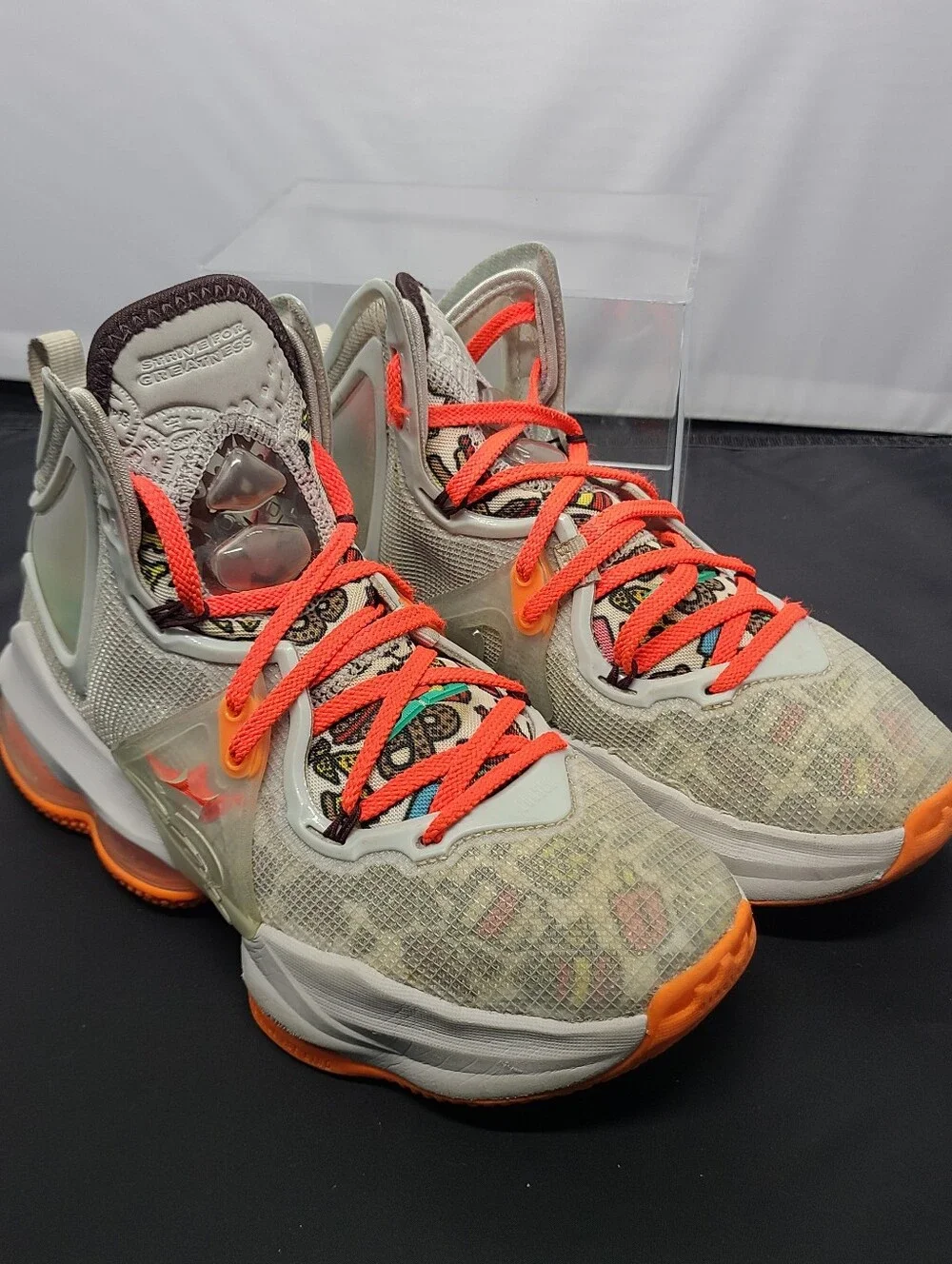 Nike LeBron 19 DD0418-001 Gray Orange Basketball Shoes Sneakers kids Size 5Y